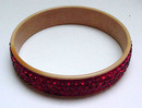 Celluloid Vintage Bangle with Red Rhinestones
