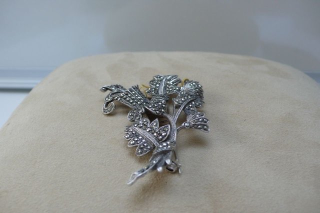 Sterling Marcasite English Brooch