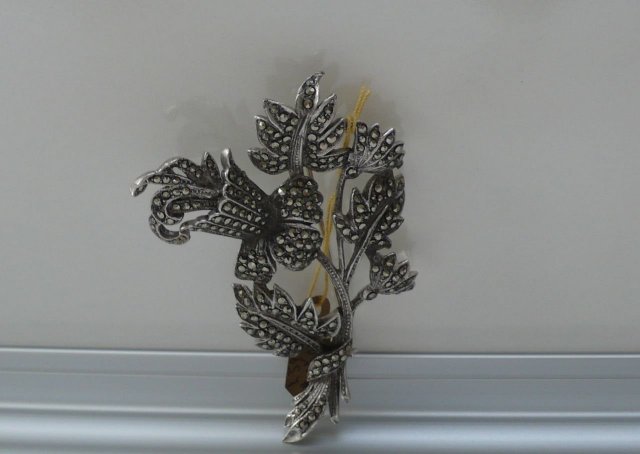 Sterling Marcasite English Brooch