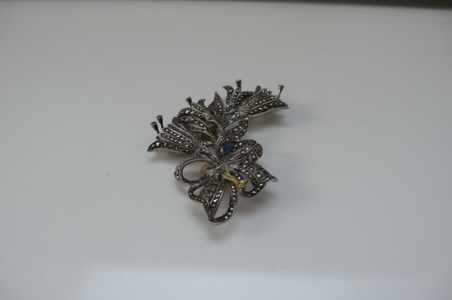 Sterling Marcasite English Brooch