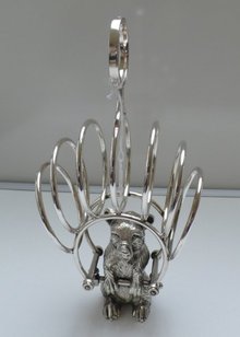 Victorian Rare Silver Plate Bear Toast Rack