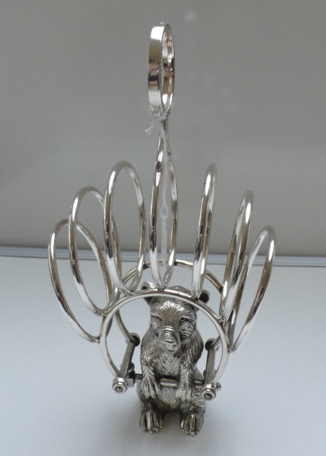 Victorian Rare Silver Plate Bear Toast Rack