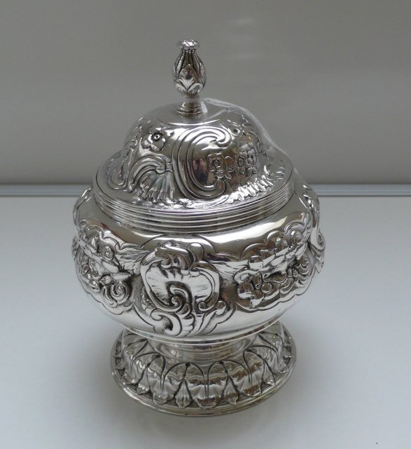 Sterling Silver Chased Sugar Bowl- London 1819