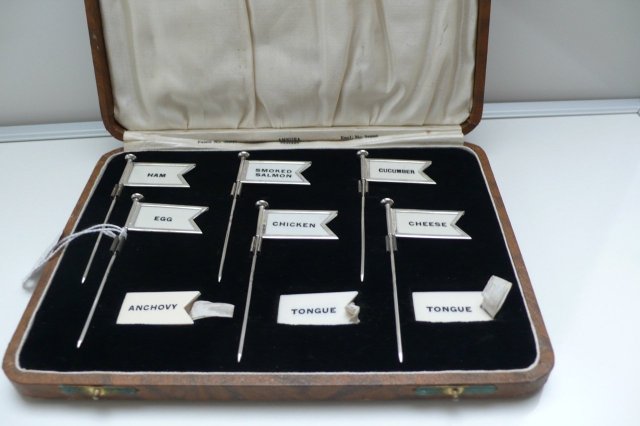 Sterling Silver Hallmarked Boxed Set of Buffet Flags