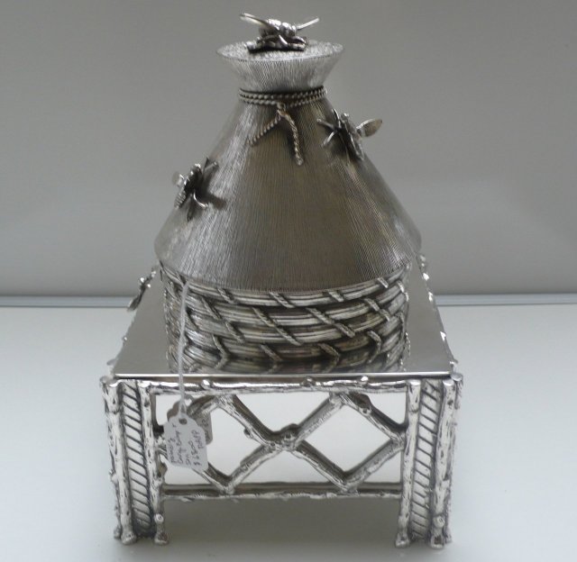 Rare Victorian Beehive Silver Plate Biscuit Box