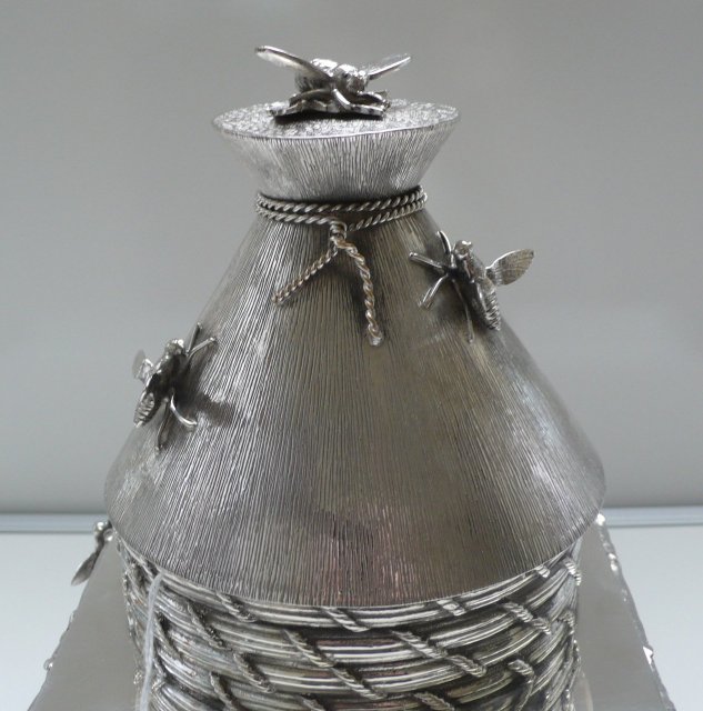 Rare Victorian Beehive Silver Plate Biscuit Box