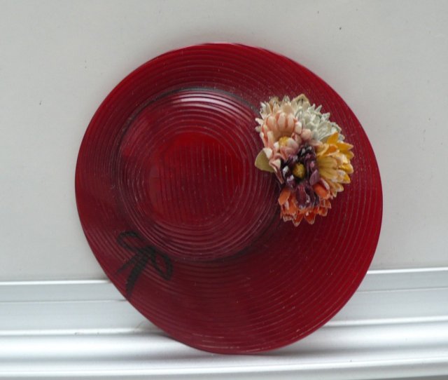 Bakelite Vintage Red Flower Hat