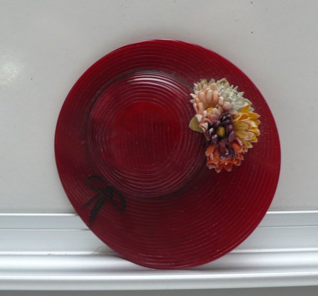 Bakelite Vintage Red Flower Hat