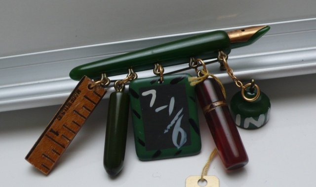 Bakelite Vintage School Brooch