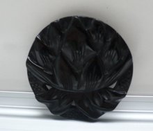 Bakelite Vintage Large Black Flower Brooch