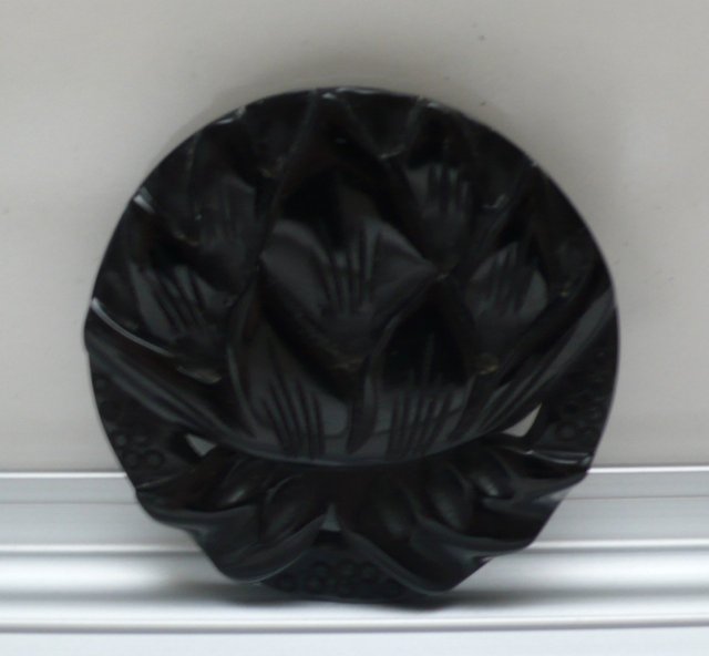Bakelite Vintage Large Black Flower Brooch
