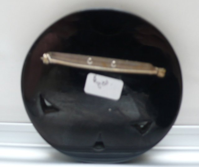 Bakelite Vintage Large Black Flower Brooch