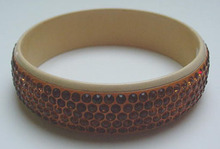 Celluloid Bangle with gold rhinestones