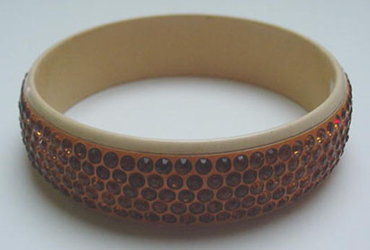 Celluloid Bangle with gold rhinestones