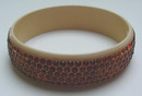 Celluloid Bangle with gold rhinestones