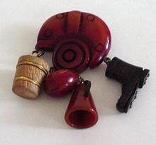 Bakelite Football Helmet With Dangles Brooch