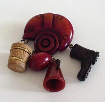 Bakelite Football Helmet With Dangles Brooch
