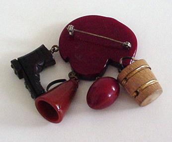 Bakelite Football Helmet With Dangles Brooch