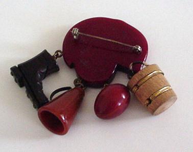 Bakelite Football Helmet With Dangles Brooch