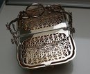 Victorian Folding Silver Plate Biscuit Box