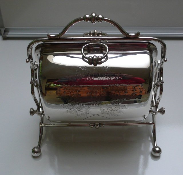 Victorian Silver Plate Rectangular Folding Biscuit Box