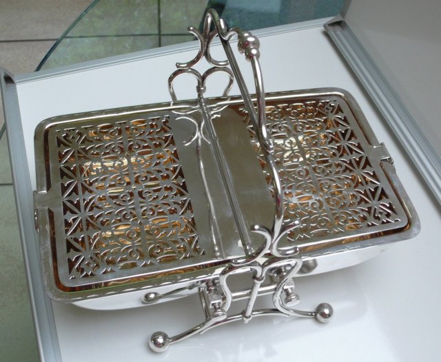 Victorian Silver Plate Rectangular Folding Biscuit Box