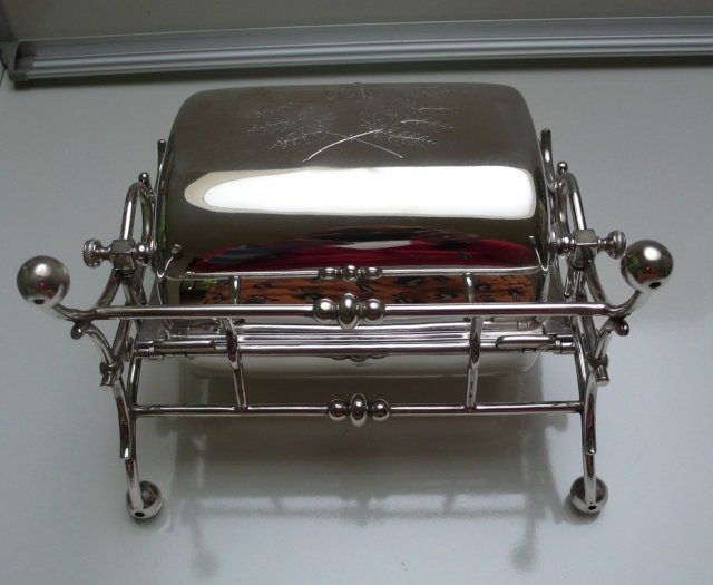 Victorian Silver Plate Rectangular Folding Biscuit Box
