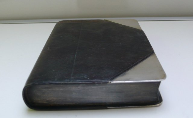 Silver Plate & Leather Book Flask