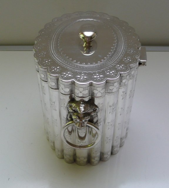 Silver PlateVictorian Oval Engraved Biscuit Box
