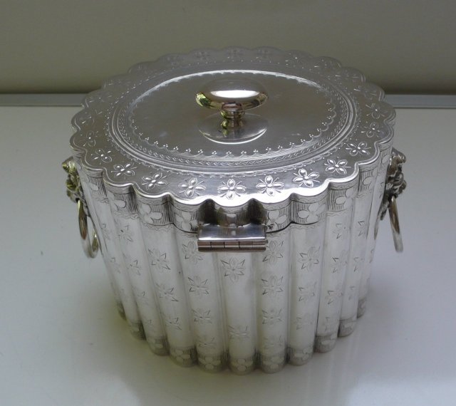 Silver PlateVictorian Oval Engraved Biscuit Box