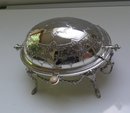 Victorian Silver Plate Revolving Top Chased Butter Dish
