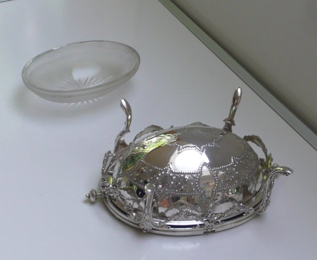 Victorian Silver Plate Revolving Top Chased Butter Dish