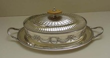 Antique Silver Plated Oval Butter Dish