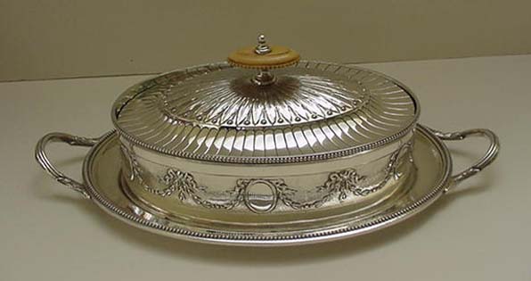 Antique Silver Plated Oval Butter Dish