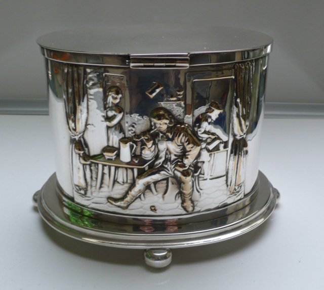 Victorian Silver Plate Oval Biscuit Box
