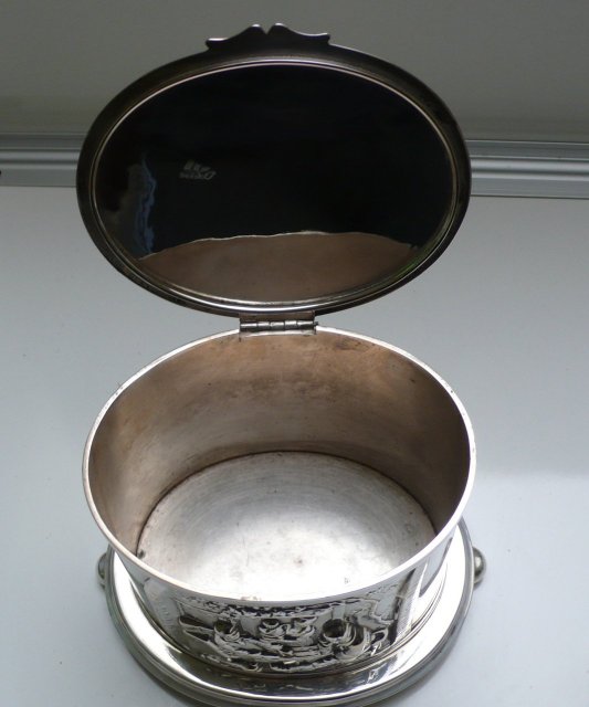 Victorian Silver Plate Oval Biscuit Box