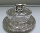 Victorian Silver Plate & Glass Round Covered Dish