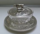 Victorian Silver Plate & Glass Round Covered Dish