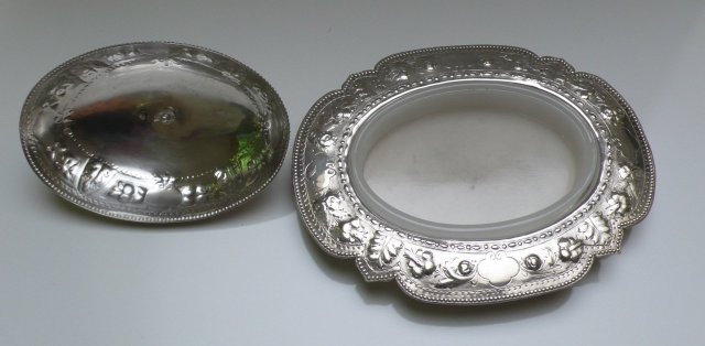 Victorian Silver Plate Oval Covered Dish/Swan Handle
