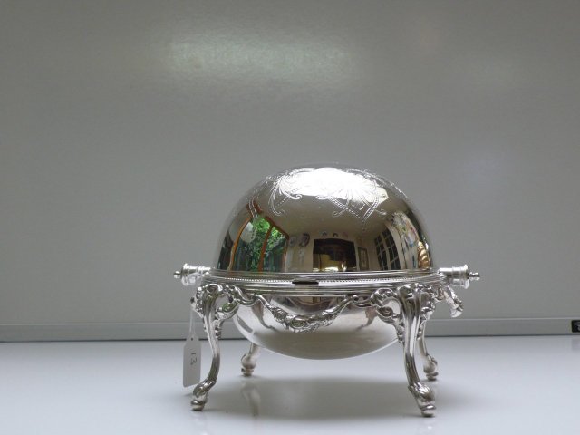 Victorian Silver plate and glass revolving top