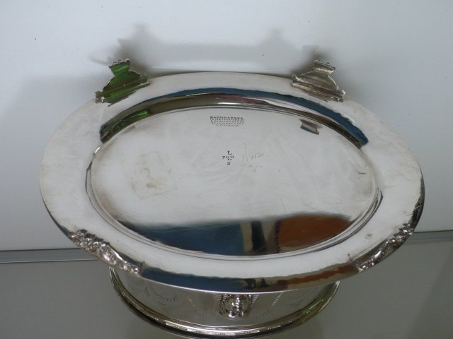 Victorian Silver Plate Oval Egyptian Design Biscuit Box