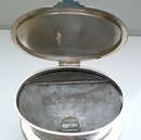 Victorian Silver Plate Oval Biscuit Box with Whippet Handle