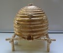 Victorian Gilded Silver Plate Beehive Biscuit Box/Liner