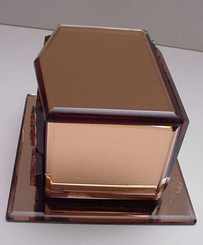 English Deco Peach Glass Jewelry Box