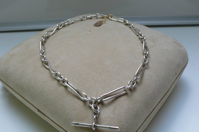 Victorian Sterling Silver Double Prince Albert Chain Necklace