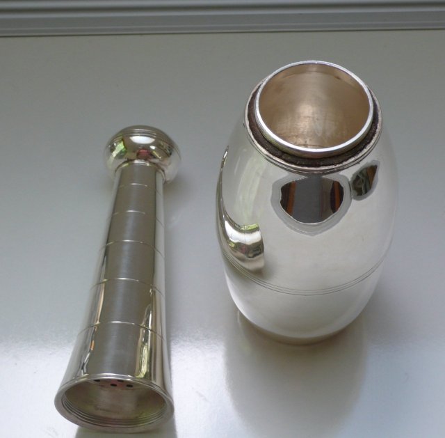 Deco Silver Plate Bowling Pin Cocktail Shaker