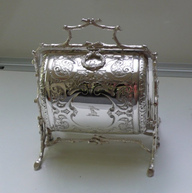 Victorian Silver Plate Embossed Folding Biscuit Box
