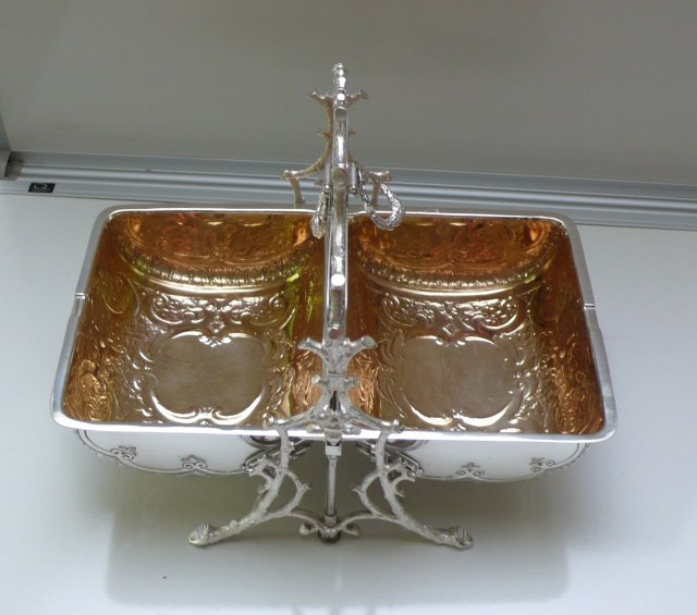 Victorian Silver Plate Embossed Folding Biscuit Box