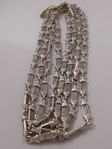 Victorian Sterling Silver long chain link necklace