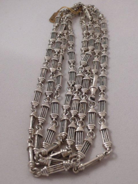 Victorian Sterling Silver long chain link necklace